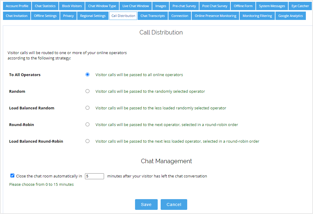 Live Chat call distribution