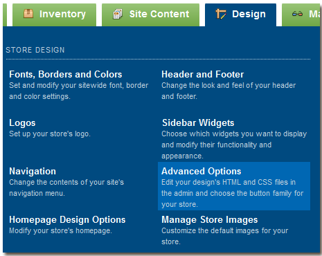 CoreCommerce Advanced Options