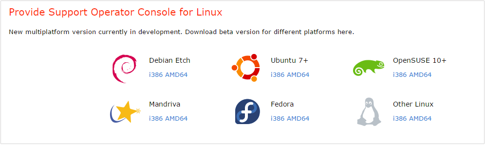 Downloads page for linux