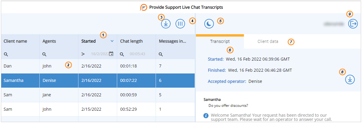 Chat transcripts app