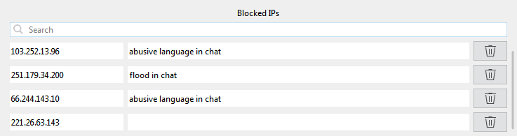 如果需要特定 IP 的信息,请搜索列表 阻止 IP 列表