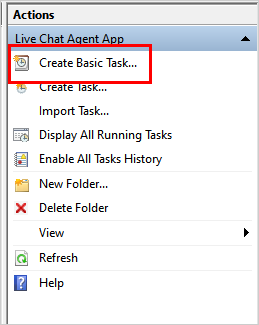 Screenshot of basic task creation option in Windows scheduler