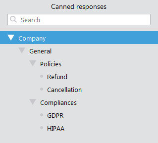 Screenshot of Canned Responses block in desktop chat agent app