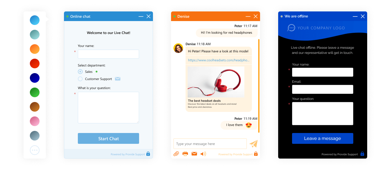 Modern live chat window customizations