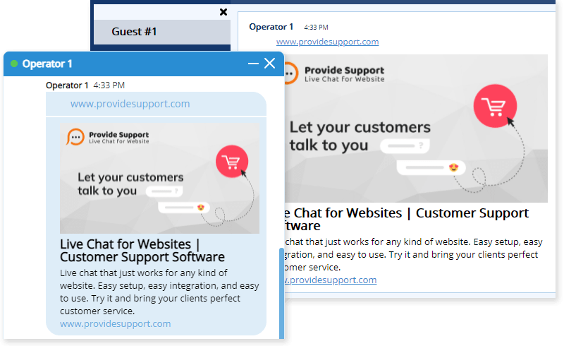 Web link preview in the live chat window