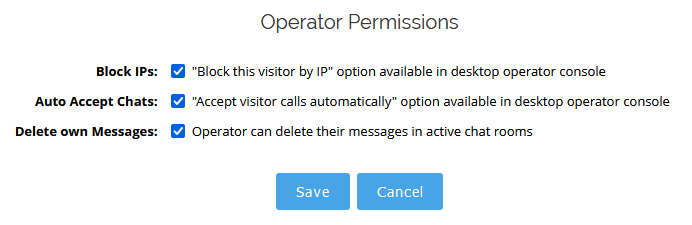 Screenshot of operators list with permissions highlighted